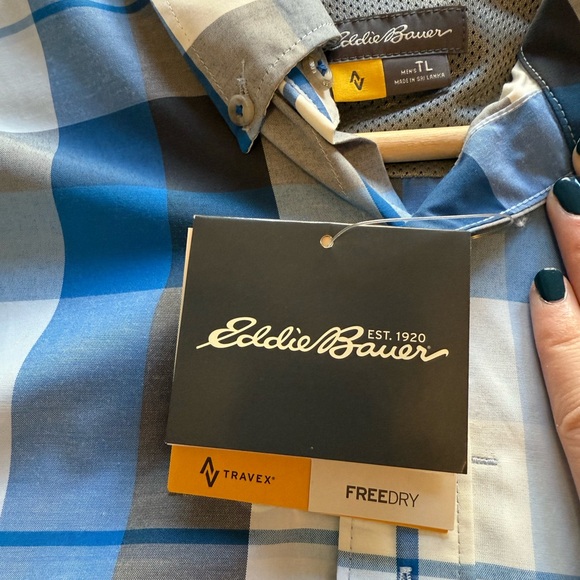 Eddie Bauer NWT Men’s Travex On The Go Poplin Plaid FreeDry Shirt - Picture 4 of 9